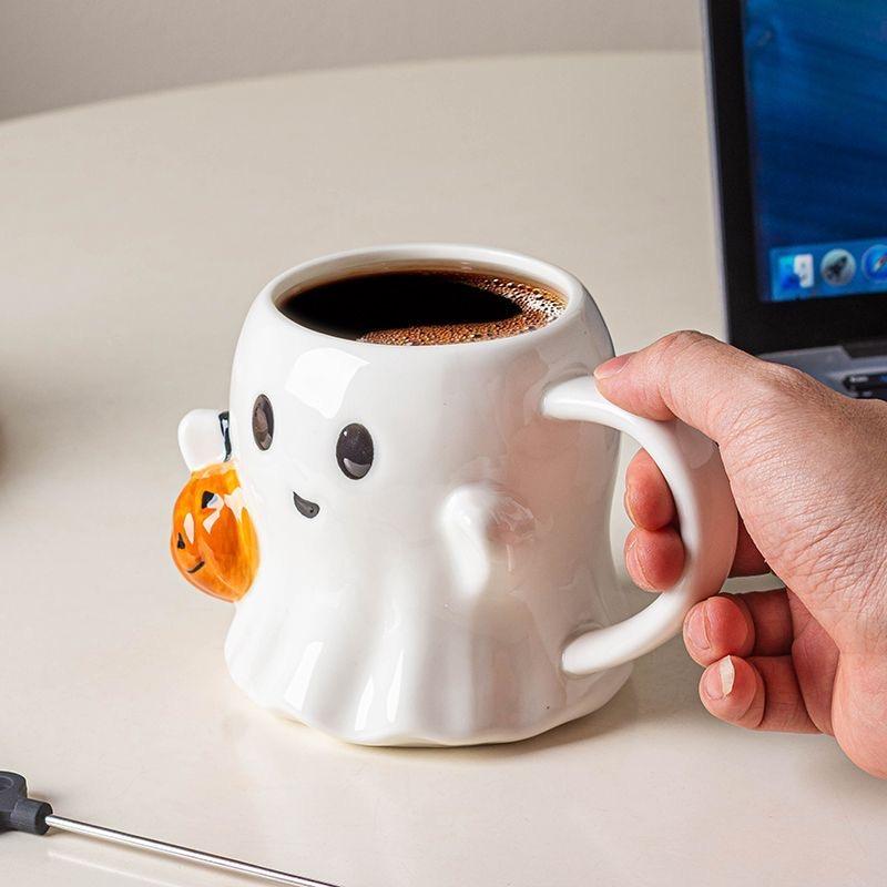 600ML Halloween Ghost Ceramic Mug – Funny Coffee Cup for Kids & Adults, Holiday Gift