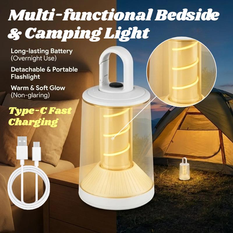 2000mAh Camping Lantern Light Portable LED Flashlight Rechargeable Lamp with Battery Outdoor Work Torch with Grip For Garage Hiking Travel