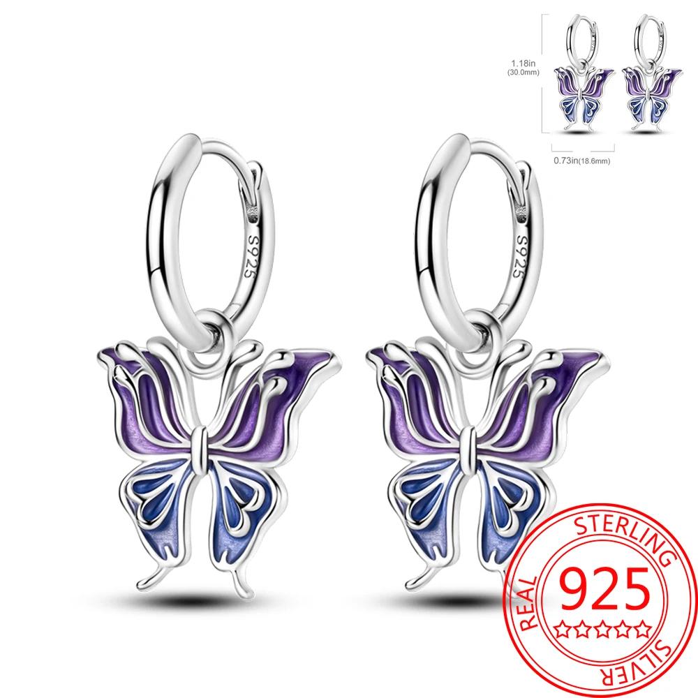 Pink Series Romantic Flower Butterfly Unicorn Tulip Geometry 925 Silver Earrings Boutique Fine Jewelry Gifts for Women