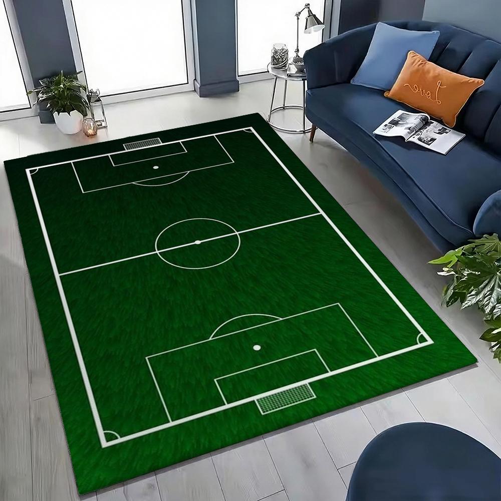 Soccer Ball Green Field Rectangular Rug Nonslip Durable Carpet For Gaming Room Study Living Room Home Party Decor Holiday Gift