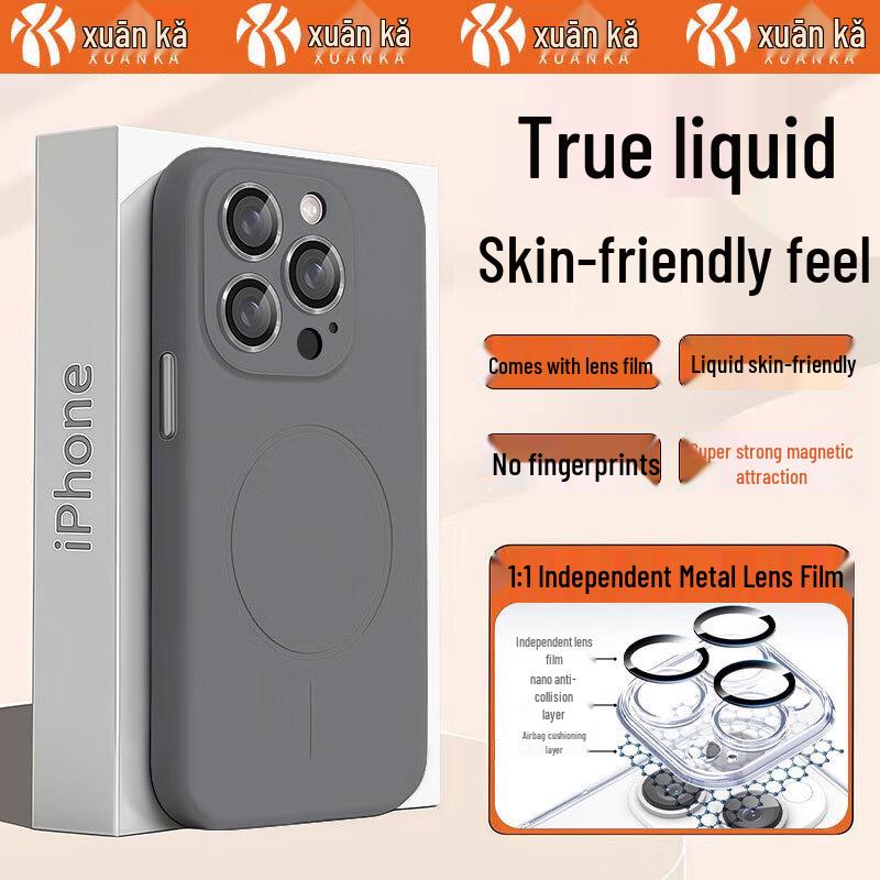 XuanKa MagSafe Liquid Silicone iPhone Case with Lens Protector