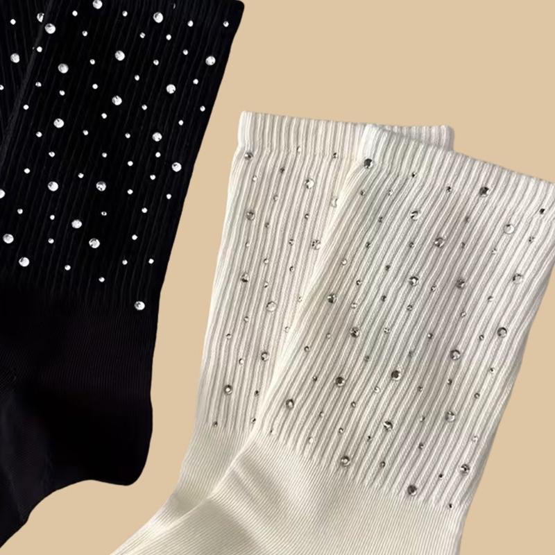 Kurze Damensocken mit Vollsteinbesatz Atmungsaktives Gewebe Elastische Unterstützung Praktisch für verschiedene Anlässe