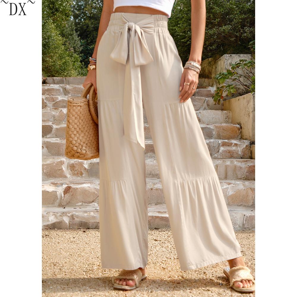 DX~~ Independent Station Casual Pants Women's Summer Loose Casual Wide Leg Solid Color Trousers