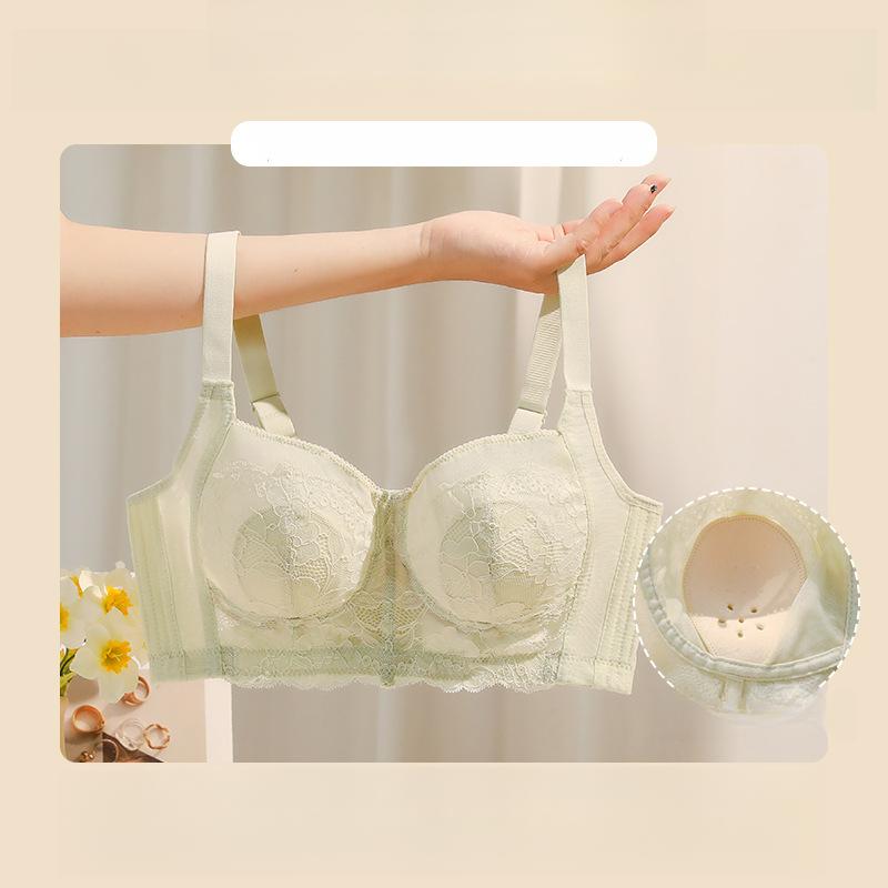 

Женское легкое нижнее белье, летний собирающий тонкий бюстгальтер, коллекция, поддержка боковых грудей, большой, предотвращающий провисание, бюстгальтер с полной чашкой 34/75B зелёный