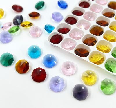 Gökyüzü yolculuğu Sekizgen Boncuklar Güneş Yakalayıcı Sekizgen Parçalar 14mm 1 delik 100 parça Parça Malzemesi (Renkli)