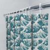 Unique Blue White Ocean Wave Shower Curtain For Bathroom Decor Printed Waterproof Fabric Bath Mat Cover With Rings Set (180X245C