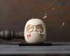 Gin-Yado White Daruma Figurine by Engaku Daishi, Takaoka Bronzeware (Daruma WH)