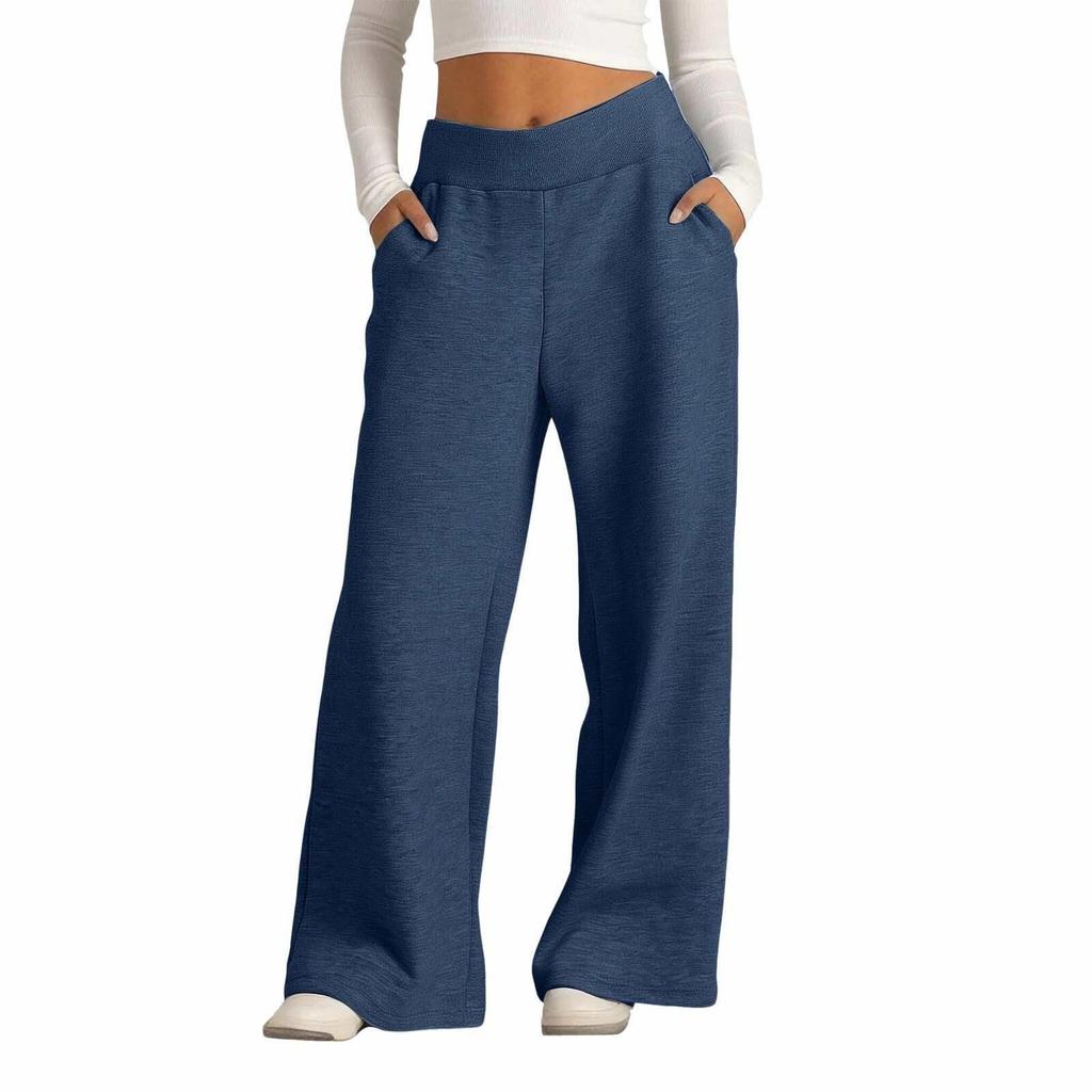 Women's Fashion Loose Solid Color With Pockets Elastic Waist Sports Casual Pants