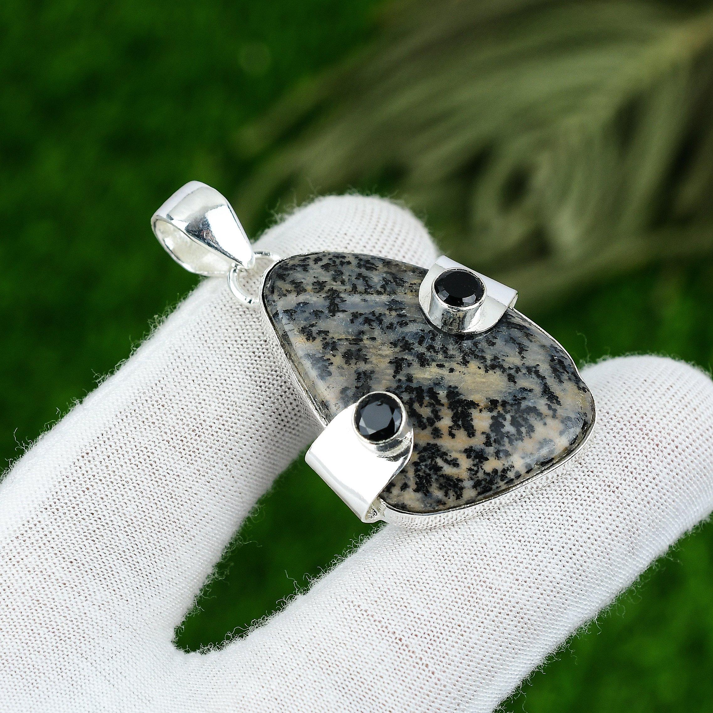 

Birthday Gift For Her Natural Honey Dendrite Opal Gemstone Pendant 925 Silver