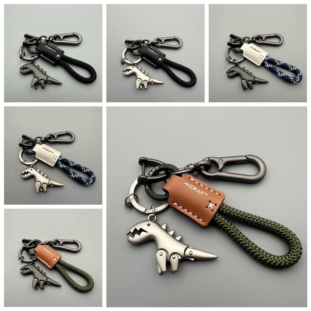 Cartoon Dinosaur Pendant Animals Bag Hanging Accessories Leather Rope Car Keychain  Car Accessory
