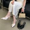 Women's Satin Closed Toe Open Back Ankle Strap Bowknot Summer Elegant Sandals - Perfect for Daily Wear