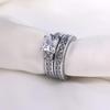 Couple Rings For Women White Rhinestones Zirconia Rings Set Simple CZ Stainless Steel Men Ring Wedding Jewelry For Lover Gifts