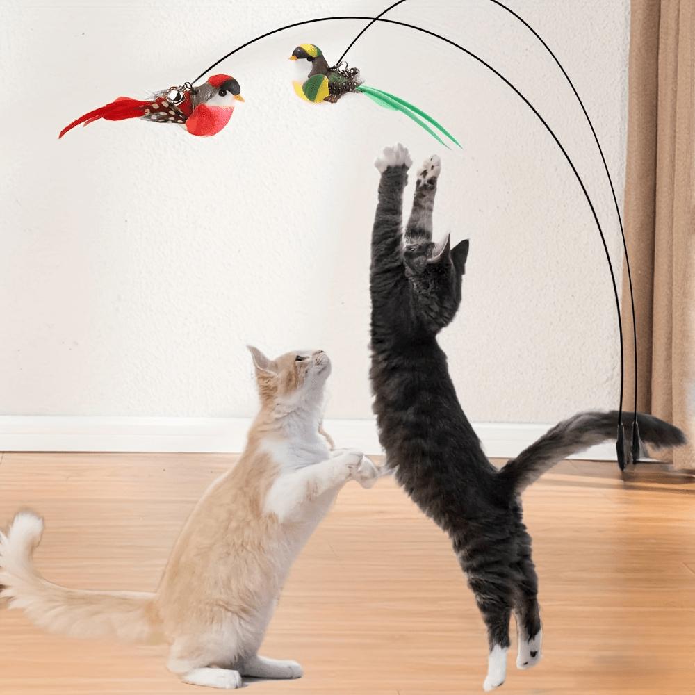 

Teaser Wand Set with Realistic Bird Replacements Long Rod with Bell S