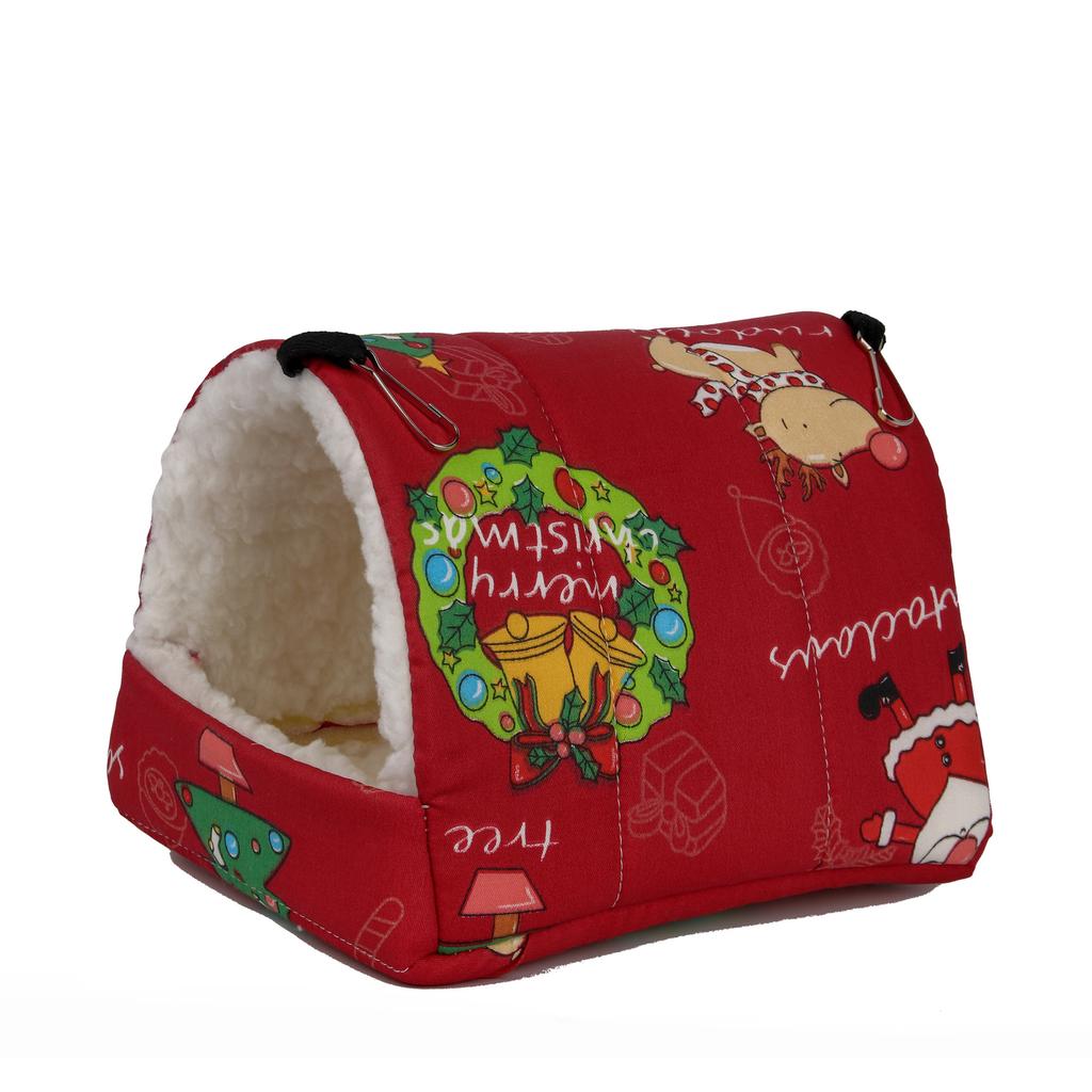 1 pezzo Stampa Carina Uccello Letto Gabbia Mini Coniglio Scoiattolo Tappetino Porcellino d'India Nido Hamster Casa Piccolo Animale Letto per Dormire Gabbia Sospesa per Animali Domestici