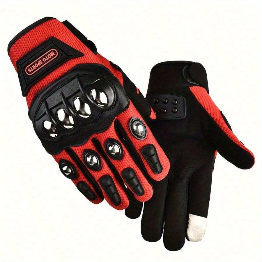 A Pair of Durable Touch-screen Motorcycle and E-bike Gloves with Stainless Steel Protection Not Water-washed Polyester for Outdoor Leisure