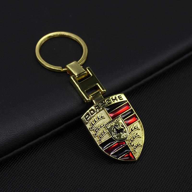 Car Emblem Keychain H Buckle Double-sided Key Ring Gift For Porsche 918 911 718 Taycan Panamera Cayenne Boxster Cayman Accessory