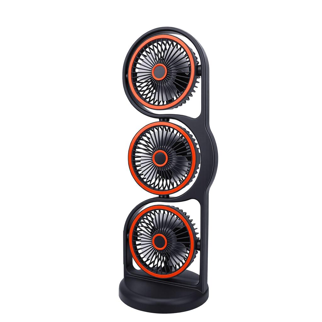 Ventilatore da Scrivania USB Ricaricabile Portatile a 3 Teste con Diverse Impostazioni di Velocità Luce per Studio Lavoro Esterno