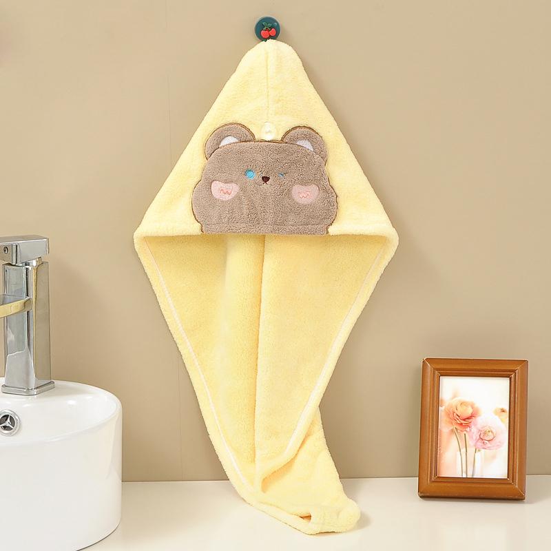 

1 coral fleece dry hair cap, simple solid color dry towel, anti frizz and damp hair, back to school bathroom supplies жёлтый