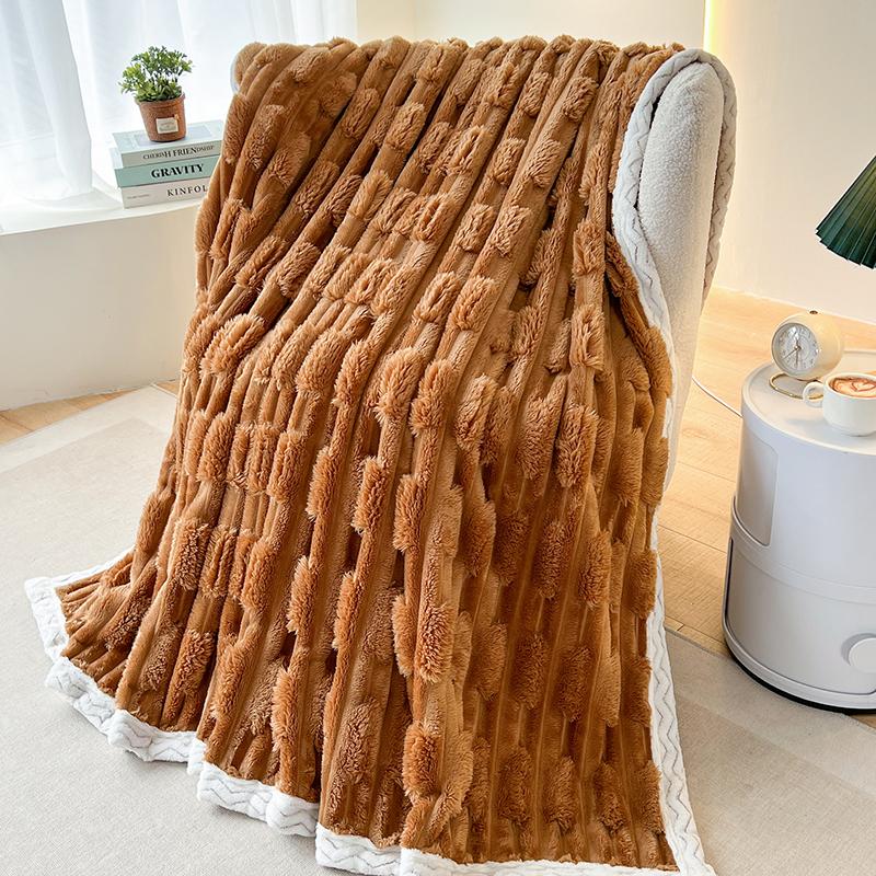 Cozy Soft Faux Rabbit Fur Throws Blanket for Couch Spring Autumn Warm Slub Velvet Bed Blanket Lightweight Office Nap Plush Plaid