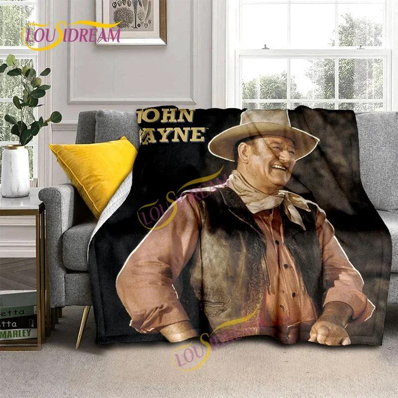 John Wayne Blanket Super Soft 3D Printed Famous Cowboy Actor John Wayne Flannel Blanket Home Bedroom Washable Warm Lazy Blanket