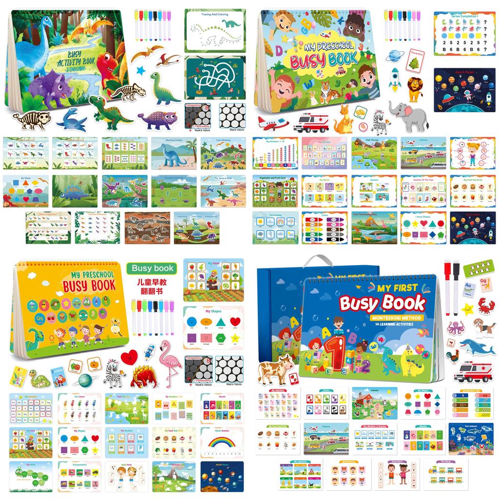 Montessori Busy Book For Kids With Reusable Puzzles And Stickers For Early Education Fun