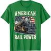 Amerikanische Schienenkraft Dampflokomotive Grafik Herren Baumwoll T-Shirt Lässiges Rundhals-T-Shirt