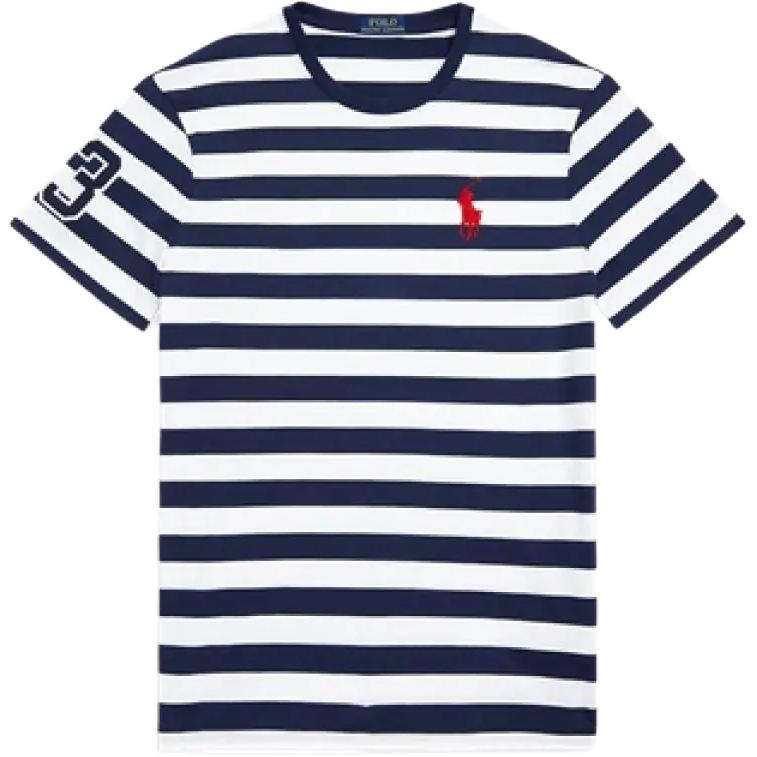 

Polo Ralph Lauren Футболка мужская с коротким рукавом, вязаная, в полоску, из хлопка, приталенного кроя 710790978-001