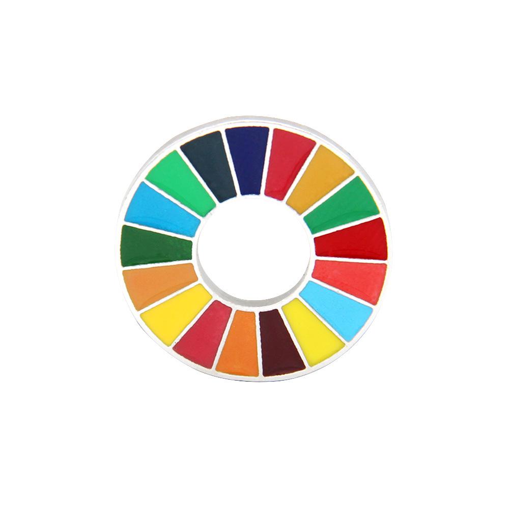 Peace Dove UN Brooch: 17-Color Sustainable Development Goals Medal