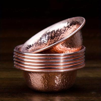 1 szt. Miedziana miseczka do picia z młotkowanym wzorem, mała, z czystego mosiądzu, pomyślna, na święconą wodę, buddyjska miseczka 11 cm, prezent do domu, dekoracyjna