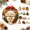 Indoor Outdoor Festive Decor Interchangeable Wooden Christmas Wreath, 12 Pcs Front Door Plaque, DIY Party Wall Accents Handmade Pattern Hanging Wreath