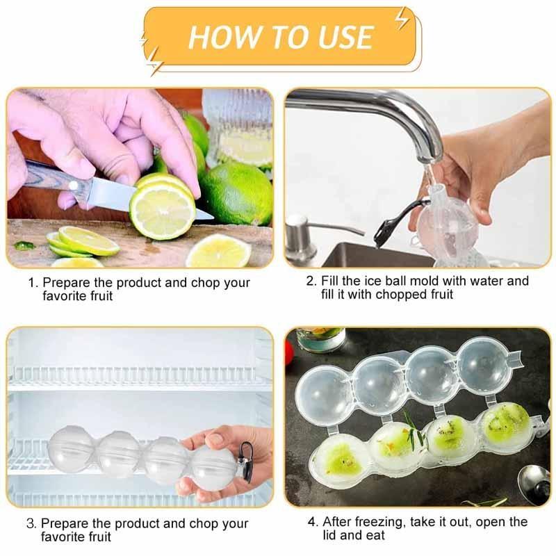 1Pc/2Pcs New 4 Hole Ice Cube Makers Round Ice Hockey Mold Whisky Cocktail Vodka Ball Ice Mould Bar Party Kitchen Ice Box Ice Cream Maker Tool