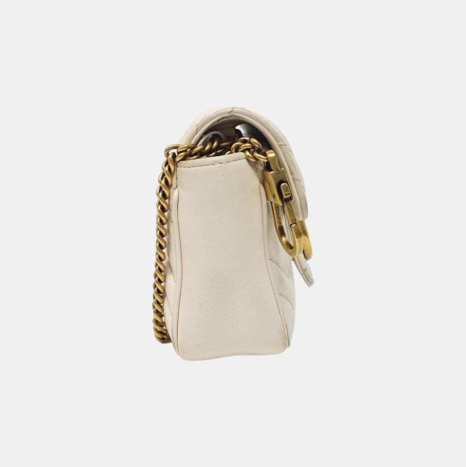 [Pre-Owned] GG Marmont Gold Logo Distressed Quilted Leather Mini Crossbody Bag - Good #1OSS75K