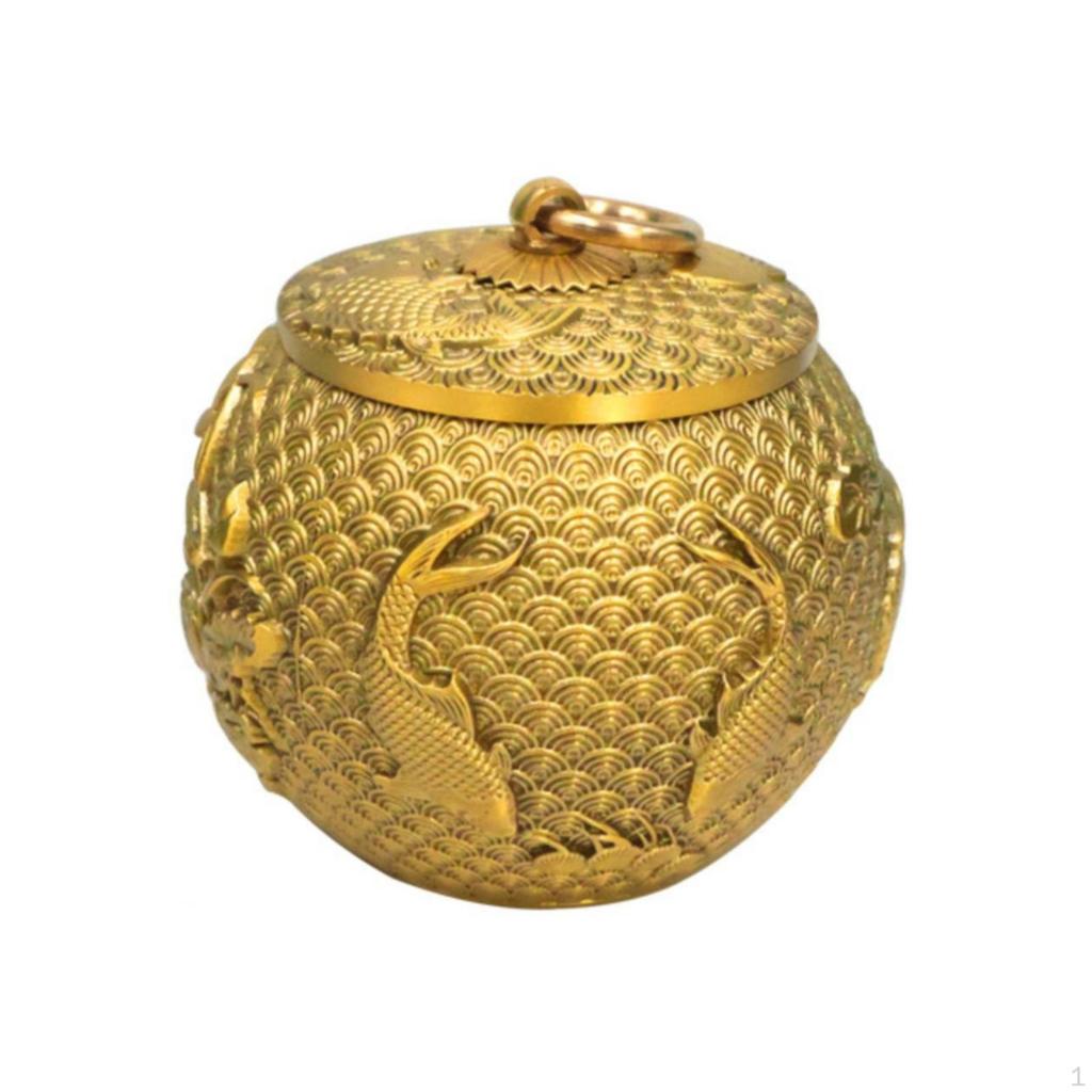 Copper Alloy Tea Tin Canister with Lid Decorative Storage Container Embossed