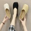New comfortable soft sole two wear single shoes female autumn fairy wind square head flat sole grandma shoes shallow mouth bean shoes female
