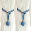 2Pcs Magnetic Curtain Tiebacks With Durable Braided Rope Elegant Gold Balls For Living Room Bedroom Decor
