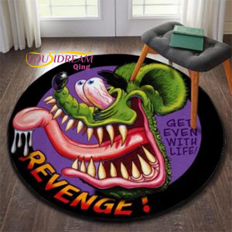 Carpet Retro Round Carpet Living Room Bedroom Skull Design Men's Gift