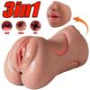 Masturbador Masculino 3 em 1 TPE Copo de Bolso Realista Stroker Manual Portátil Brinquedo Adulto para Homens