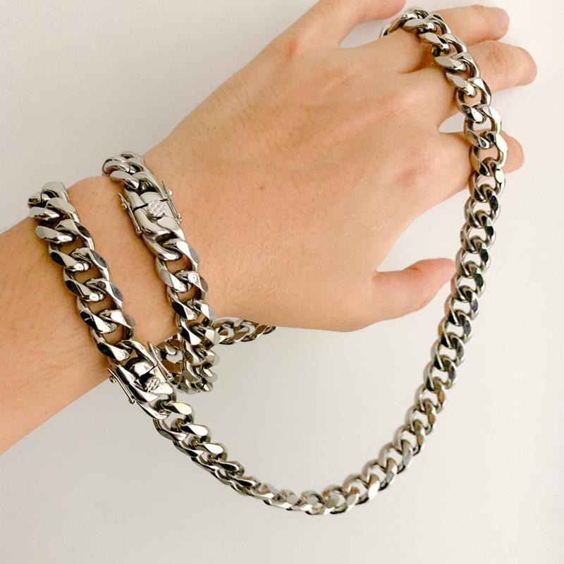 10/13mm Choker Necklace Punk Cuban Chain Necklace Waterproof Men Stainless Steel Long Link Curb Chain Gift Jewelry for friend