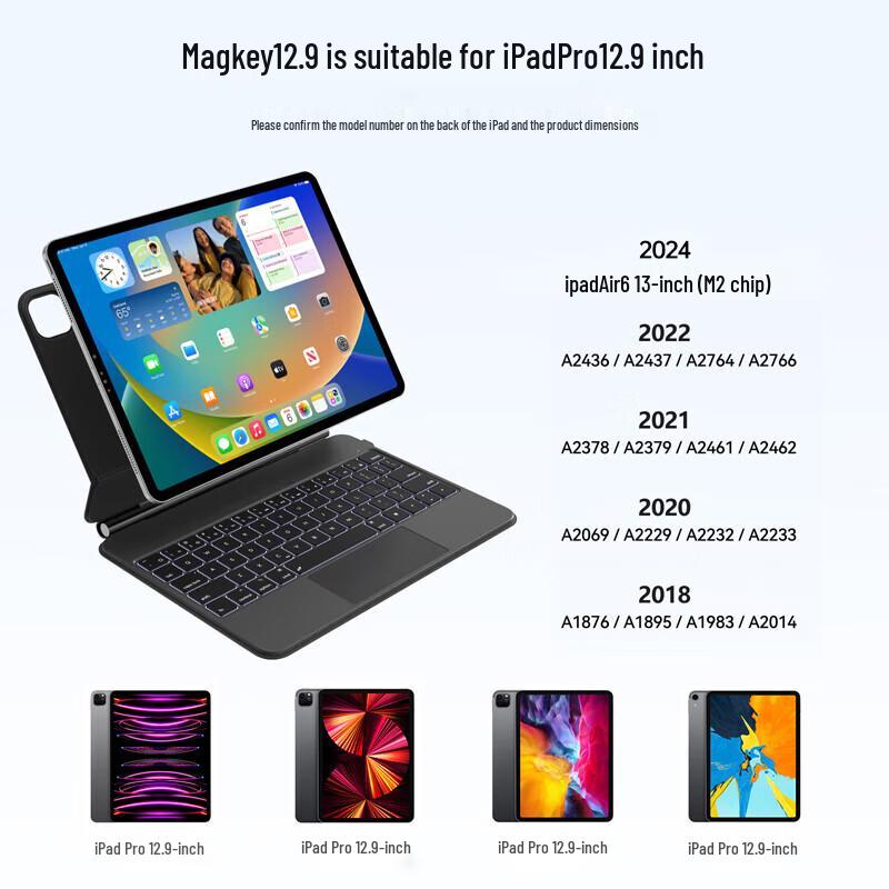 AUSDOM Magkey 12.9 Magnetische Tastaturhülle für iPad Pro/Air 13 Zoll