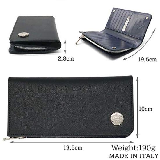 Orobianco Men's Custom-Made Long Wallet in Genuine Saffiano Leather (NEROBlack) - Made in Italy. A simple, stylish, and perfect gift.