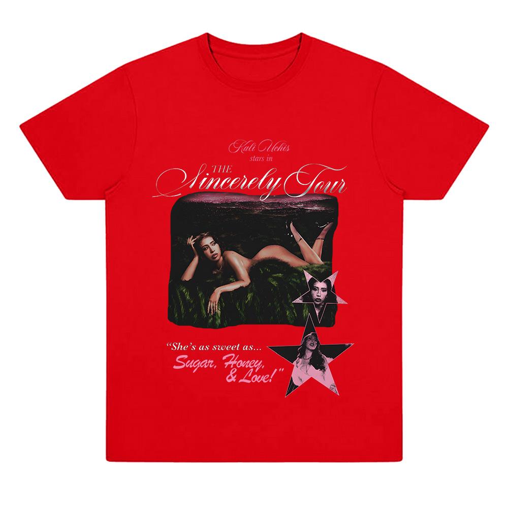 

Kali Uchis Sincerely Tour 2025 Summer Pure Cotton T-shirt with Cover Men Women Clothing Fashion Harajuku Aesthetic Clothing XXL