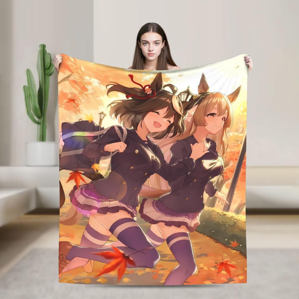 Uma Musume Anime Blanket Super Warm Comfortable Plush Throw Blanket For Couch Bed Camping Flannel Bedspread Bed Cover
