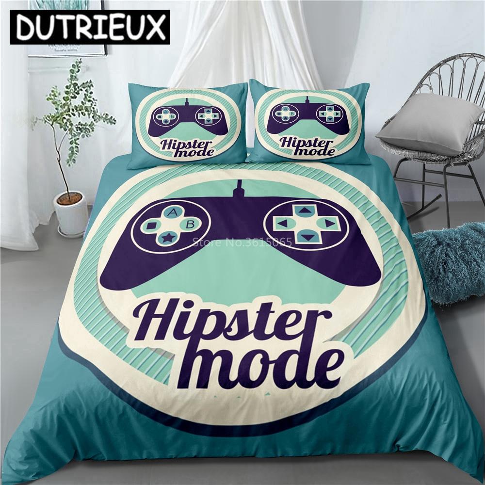 Creative Gamer Gamepad Pattern Bedding Set Bed Linen Cartoon Duvet Cover Set With Pillowcase Twin Full Queen King Bedclothes