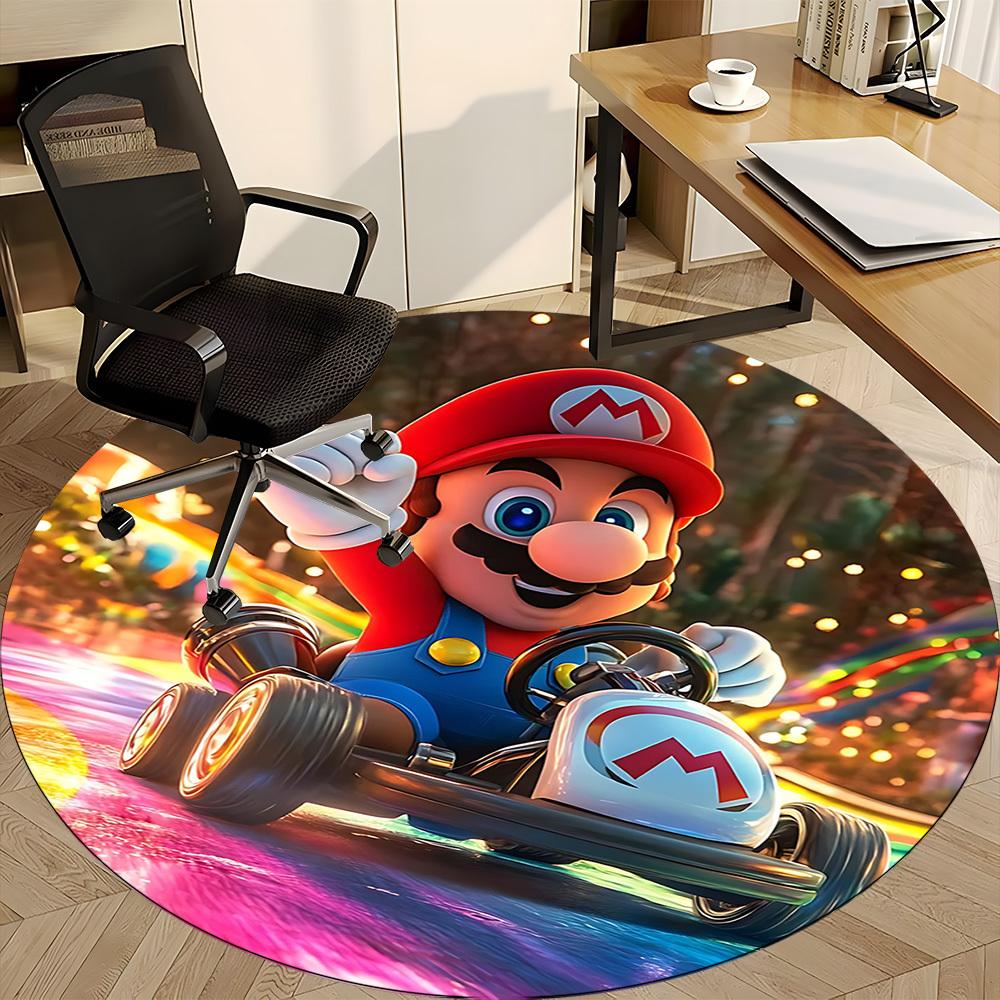 1pc Mario Kart Racing Office Round Area Rug, Bedroom Living Room Home Decor, Room Deco,  Offic a1016110