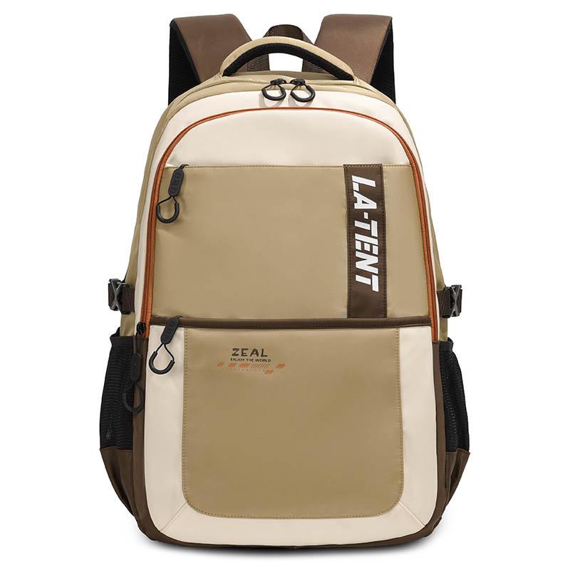 

Student Schoolbag Color Block Men s Travel Backpack Outdoor Sports Backpack хаки