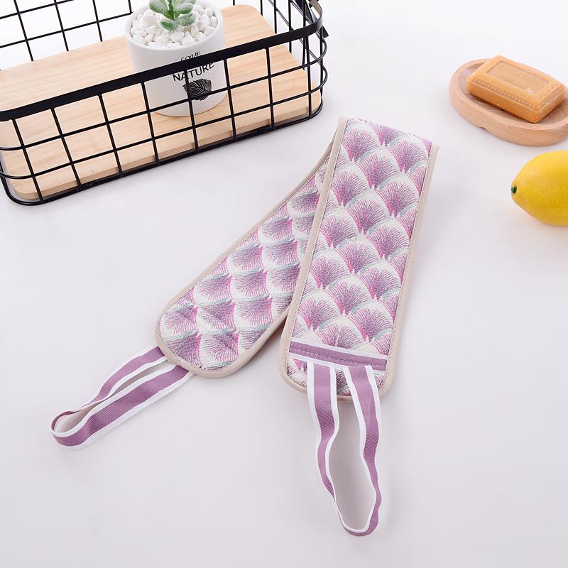 

Отшелушивающее полотенце для душа для более гладкой кожи. Полотенце для душа с печатным рисунком для семейного использования. фиолетовый