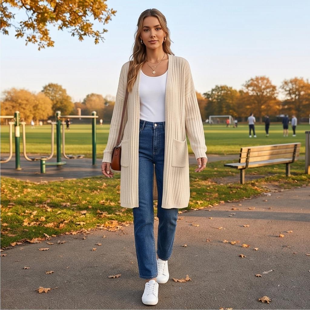 Women's Knit Cardigan Casual Long Sleeve Open Front Sweater for Fall Winter