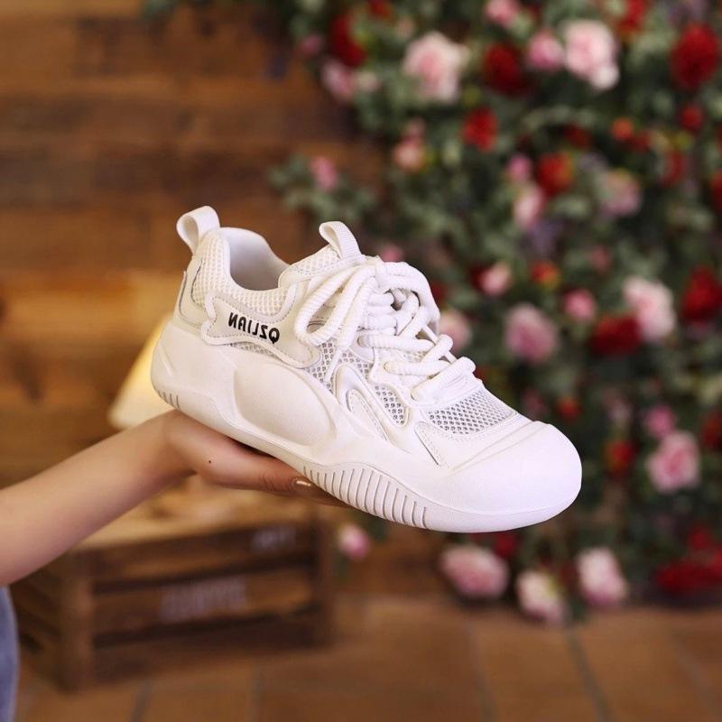 Popular Korean version mesh breathable thick baseplate shoes women's 2025 summer new color matching versatile casual sports shoes women