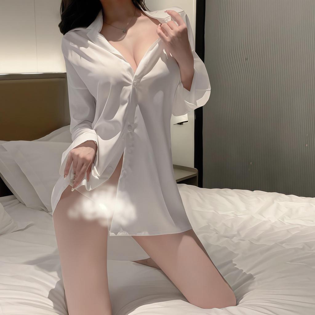 Secret Drawer Sexy Boyfriend Style See-Through Shirt Lingerie