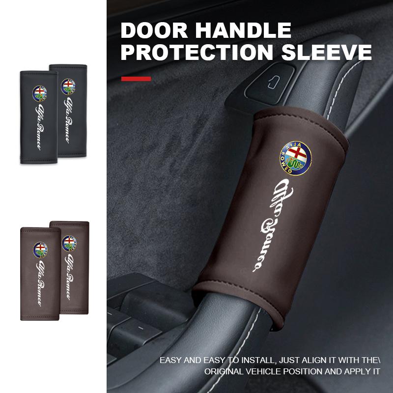 Car Door Inner Handle Protector Cover Leather Protective Case For Alfa Romeo 159 Giulietta Giulia 147 Mito 156 159 166 GT